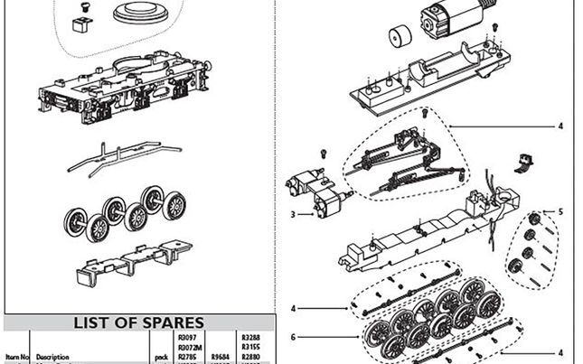 X5993 Hornby Spare Accessory Detail Pack for Class A1 A3 Locos 