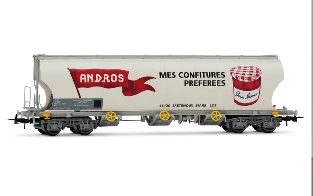 SNCF, wagon-trémie à 4 essieux avec parois rondes pour le transport de céréales, « Andros », ép. IV