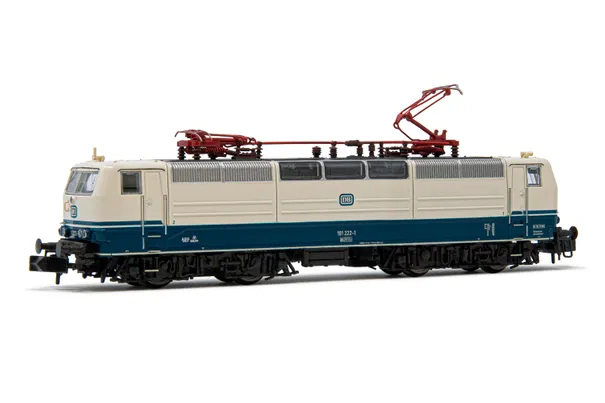 DB, locomotora eléctrica clase 181,2, decoración azul/beige, ép. IV
