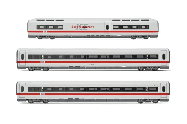 DB AG, set di 3 carrozze aggiuntive ICE 1 BR 401, livrea bianca/rossa, composto da 1 carrozza ristorante e 2 carrozze di 2a classe, Tz 181 "Interlaken", ep. V-VI