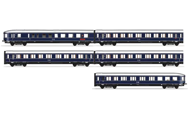 DB, set di 5 carrozze passeggeri "Blauer Enzian", livrea blu, ep. III