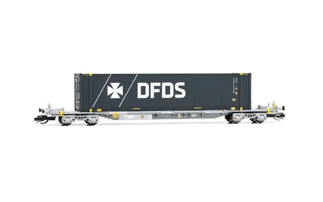 TOUAX, wagon porte-conteneurs à 4 essieux Sffgmss avec conteneur 45' « DFDS », ép. VI
