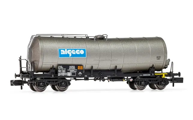 SNCF, 4-axle isolated tank wagon, silver livery with light weathering, "algeco", period VI-V