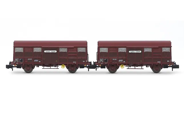 SNCF "Aquitaine Express", 2-unit pack covered 2-axle wagons type G4 (Permaplex walls), ep. IV