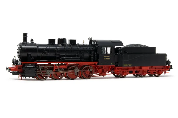 DRG, Dampflokomotive BR 55.25 (ex pr. G 8.1), in schwarz/roter Lackierung, Ep. II