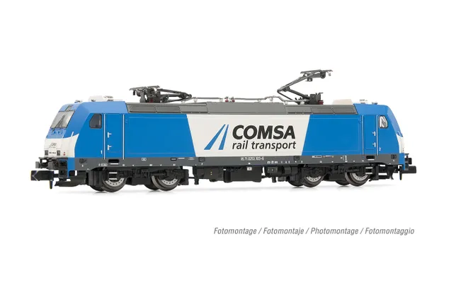 COMSA, locomotive électrique classe 253, livrée bleue/blanche, ép. VI