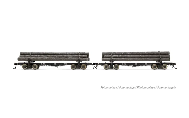 2-unit set of log cars, "Coos Bay Lumber Co.", No. 166 and 168, ep. III