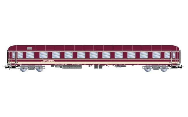Euro-Express, 3-unit set of couchette coaches, consisting of 1 x Bcm243 + 1 x Bcm246 + 1 x Bvcmz, in purple livery, ep. V-VI