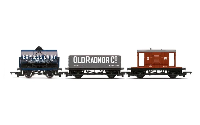 RailRoad Triple Wagon Pack, Mixed Wagons with Brake Van - Era 3