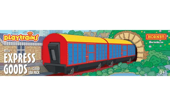 R9316 Nuevo Hornby Playtrains Expreso Artículos 2 X Vagón Cerrado Paquete R9316 Nuevo Hornby Playtrains Expreso Artículos 2 X Vagón Cerrado Paquete