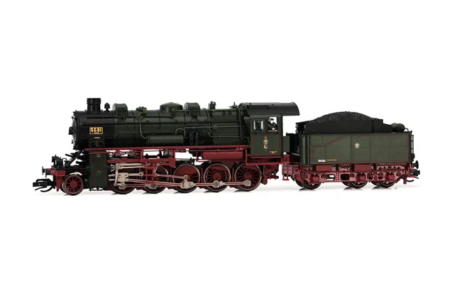 P.St.E.V., Dampflokomotive G 12, mit dreidomigem Kessel, in grün/brauner Lackierung, Ep. I