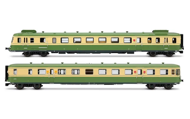 SNCF, autorail diesel RGP II, unité motrice + remorque en version modernisée, livrée vert/beige, ép. IV, avec décodeur sonore