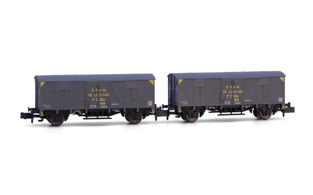 RENFE, 2-axle covered wagon type J300.000, grey livery "gran velocidad", ep. III