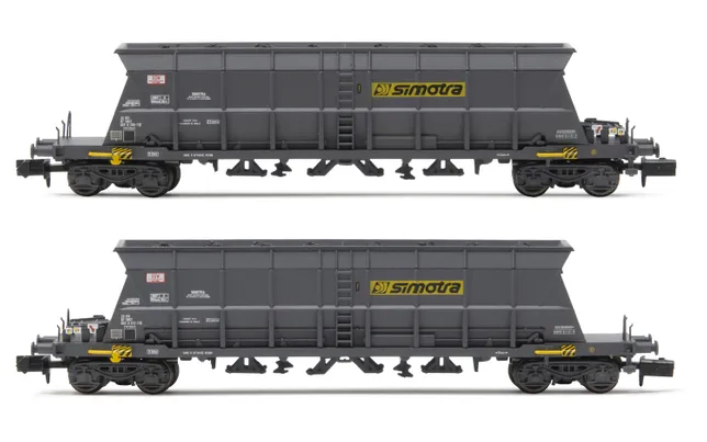 SNCF, set de 2 vagones tolva de 4 ejes Faoos para carbón, «Simotra», ép. IV