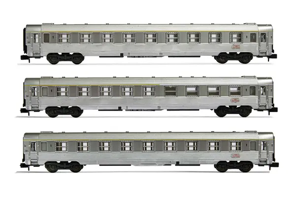 SNCF, 3-tlg. Set "Le Bourbonnais", DEV Inox Reisezugwagen, 2 x A9 + 1 x A5 Cafeteria, Ep. III