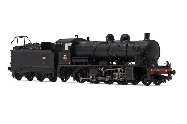 SNCF, locomotive à vapeur 140 C 70, avec tender 18 B 64, livrée noir, ép. III
