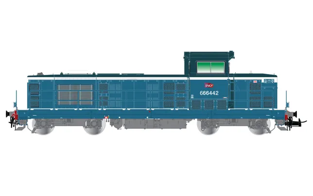 SNCF, locomotive diesel BB 666442, livrée bleue, ép. VI