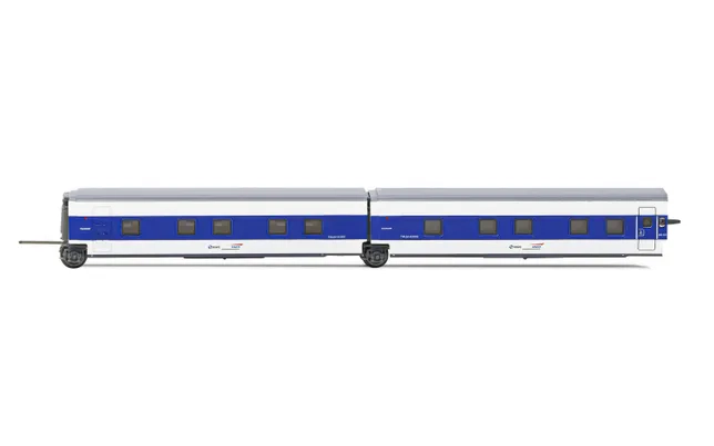 SNCF/RENFE, 3-tlg. Ergäzungsset, Talgo „Francisco de Goya" (Paris – Madrid) in blau/weißer Lackierung, bestehend aus 2 x Schlafwagen, Ep. V