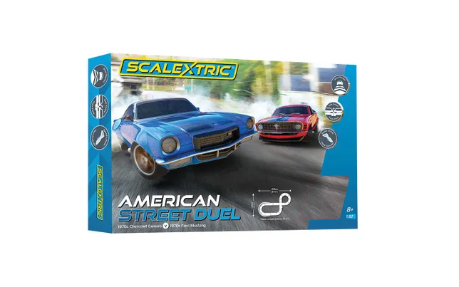 Scalextric American Street Dual (1970s Chevrolet Camaro Vs 1970s Ford Mustang