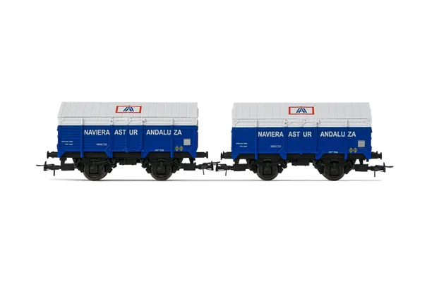 Electrotren (H0 1:87), RENFE, 2-unit set 2-axle covered wagons PX, Naviera Astur Andaluza livery, period III