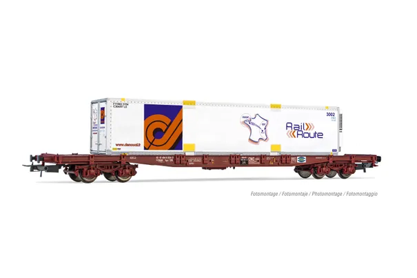 TOUAX, wagon porte-conteneur à 4 essieux S70 avec caisse mobile «Rail Route», ép. V