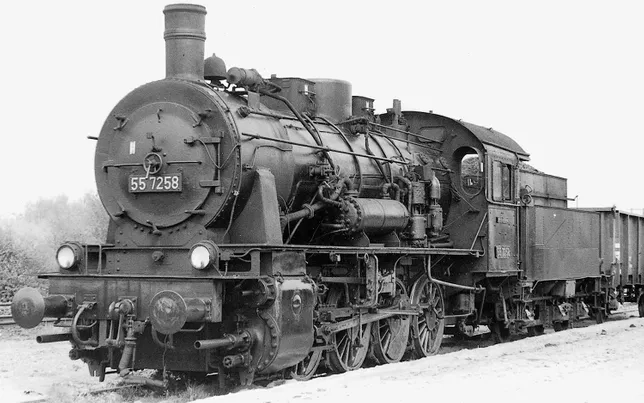 DR, Dampflokomotive 55 7254, in schwarz/roter Lackierung, Ep. III, mit DCC-Sounddecoder