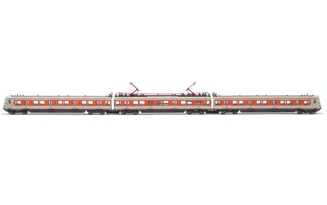 DB, 3-unit EMU, class 420, grey/orange livery, two pantographs, ep. IV