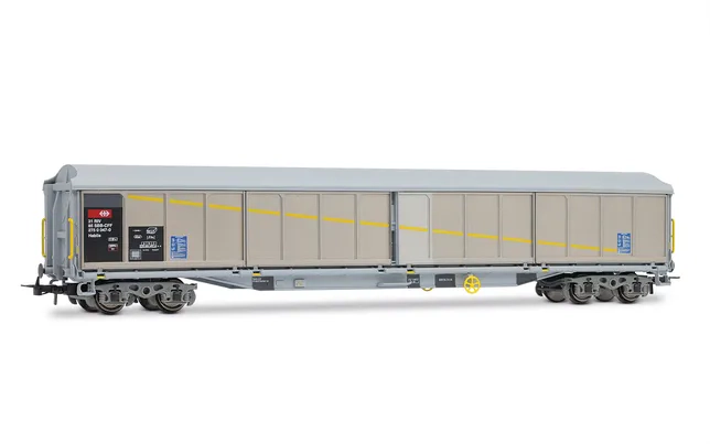 SBB, 2-unit set of 4-axle sliding-wall wagon type Habils, livery with patches, ep. V