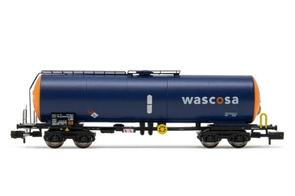 Wascosa, wagon-citerneà 4 essieux, livrée bleu/orange, ép. VI