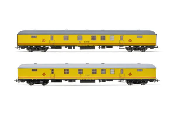 RENFE, 2-unit set DGCT-3000 postal van, lemon yellow livery, period IV