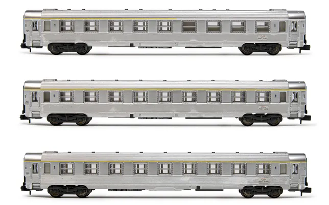 SNCF, 3-tlg. Set "La Mouette", DEV Inox Reisezugwagen, 2 x A9 + 1 x A5 Cafeteria, Ep. IV