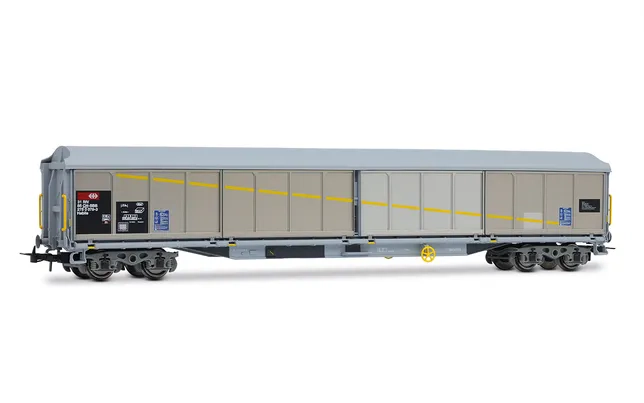 SBB, 2-unit set of 4-axle sliding-wall wagon type Habils, livery with patches, ep. V