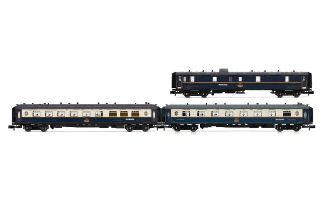 CIWL, 3-tlg. Zugpackung „Edelweiss Pullman Express“, Set 1/2, bestehend aus 1 x DD3, 1 x VP Flèche d'Or und 1 x VPC Étoile du Nord, Ep. II