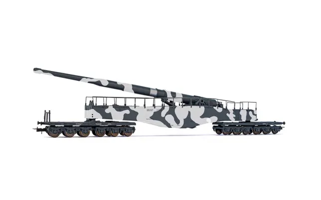 DRB, cannone ferroviario "K5", livrea camouflage invernale grigia/bianca, ep. II. Assi sostitutivi per corrente alternata: HC6101 (11,27 x 24,25 mm)