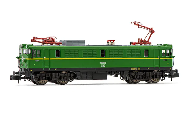 RENFE, locomotora eléctrica clase 279, decoración verde/amarillo, ép. IV