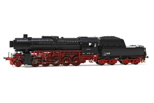 DR, locomotive à vapeur classe 42, livrée rouge/noire, avec 3 feux avant, ép. III, avec décodeur sonore