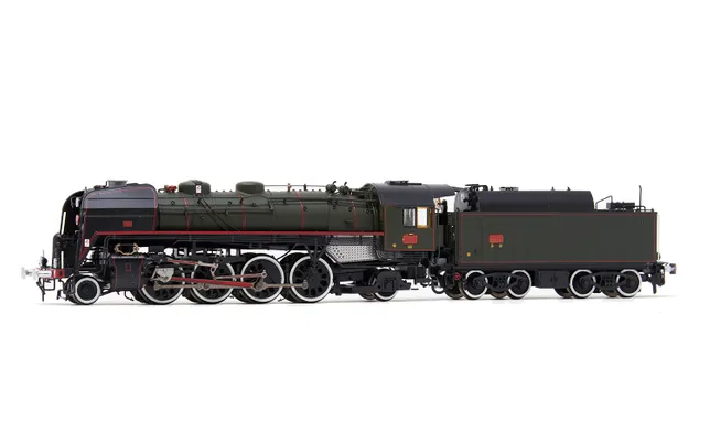 141R 1244 with large fuel tender, green/black livery with white wheel rings, ep. V, with DCC sound decoder