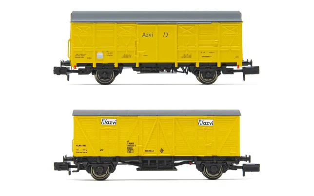 AZVI, 2-unit pack 2-axle closed wagon J2 + J3, yellow livery, period V-VI