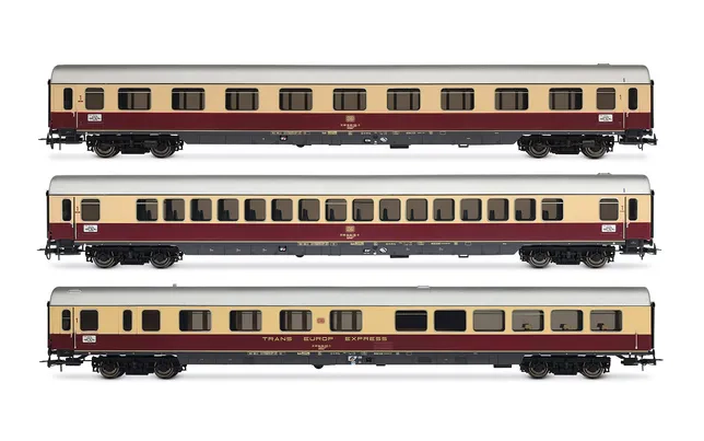DB, 3-unit pack "TEE Bavaria" (Apmz, Avmz + ARDm), red/beige livery, ep. IV