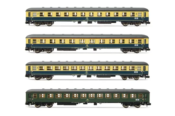 DB, 4-tlg. Set "Interzonenzug", bestehend aus 4 "m" Reisezugwagen, Ep. IV-V