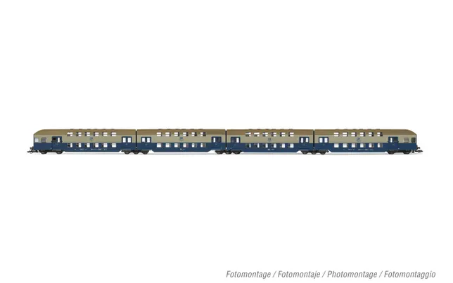 DR, 4-unit double decker coach without control cabin, blue/light grey livery, ep. IV