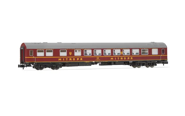 DR, coffret de 3 voitures OSShD Type B « Spree-Alpen-Express », livrée verte et rouge, composé de 1 voiture WR et 2 wagons DDm, ép. IV