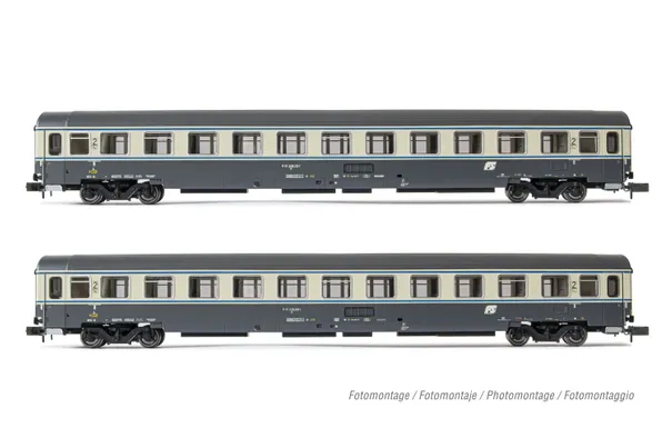 FS, 2-unit pack UIC-Z1 UIC-Z1 2nd class, grey/beige with blue stripes, livery, ep. IV-V