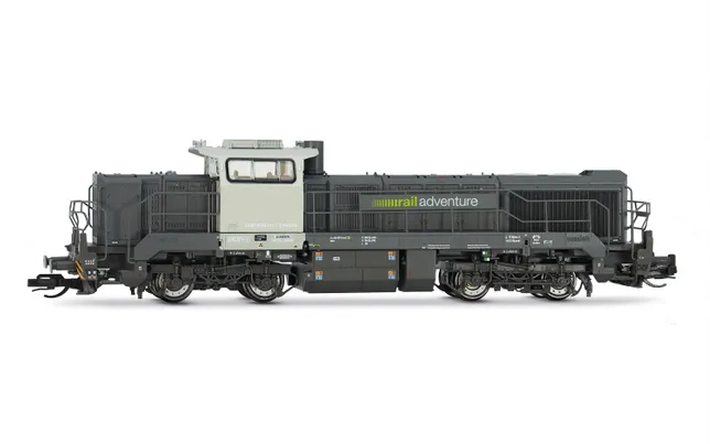 RailAdventure, locomotive diesel Vossloh DE 18, livrée grise, ép. VI