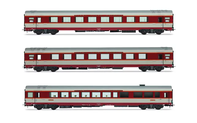 SNCF, 3-unit pack Gran Confort coaches TEE "Le Kléber" (A8u, A8tu, Vru), betón grey, ep. IV