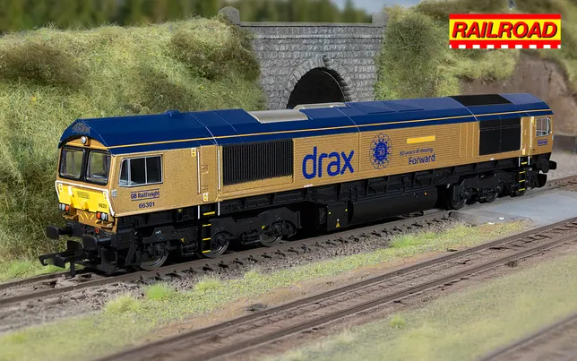 RailRoad: GB Railfreight - Class 66 - 66301 ‘Drax Power Station 50’ - Gold Livery (Drax 50th Anniversary)