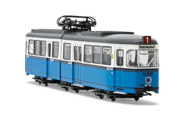 Straßenbahn, Typ Duewag Gt6, version Heidelberg version, in blau/weißer Lackierung, Ep. IV, mit DCC-Decoder