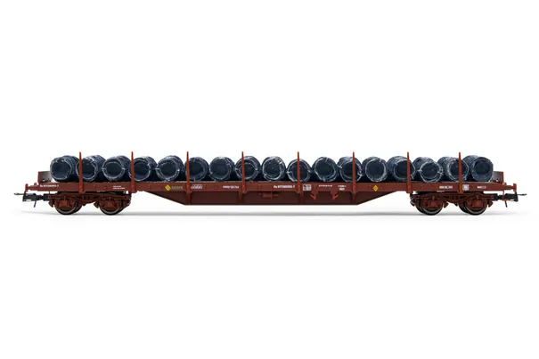 RENFE, 4-axle stake wagon MMQ, loaded with wire coils, period IV. Suitable AC wheelsets for this item: HC6100 (10,27 x 25,20 mm)
