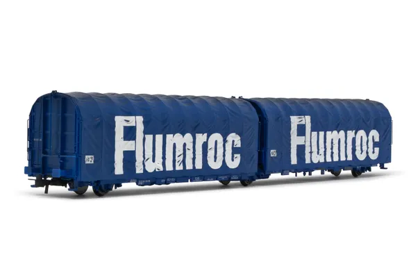 SNCF, wagon bâché à 3 essieux Lails, livrée bleue, «Flumroc», ép. IV