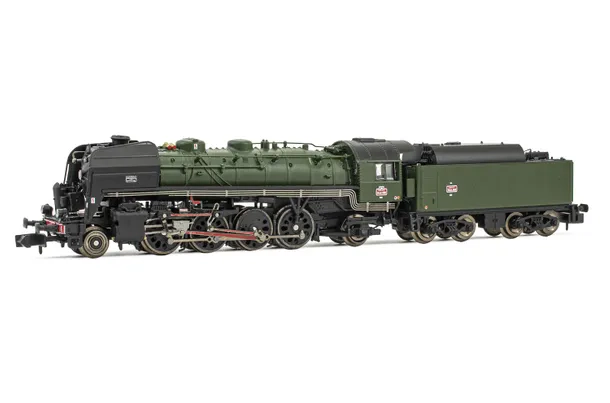 SNCF, locomotiveà vapeur 141 R 1155, avec des roues boxpok sur tous les essieux, grande capacité de carburant du tender, livrée noir, ép. III, avec décodeur sonore